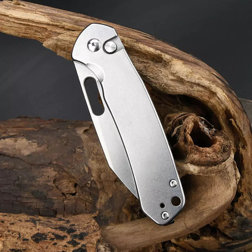 CJRB Pyrite Wharncliffe - 3.11" AR-RPM9 Stonewash Wharncliffe Blade, Steel Handles - J1925AST