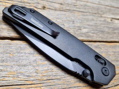 Kershaw Iridium Black - 3.4" D2 Black PVD Spear Point Blade, Black Aluminium Handles - 2038BLK
