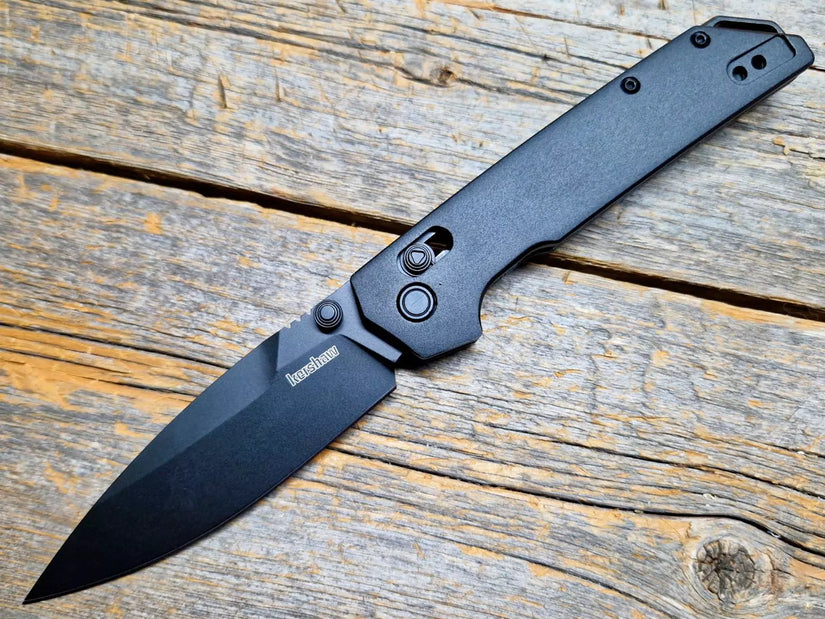 Kershaw Iridium Black - 3.4" D2 Black PVD Spear Point Blade, Black Aluminium Handles - 2038BLK