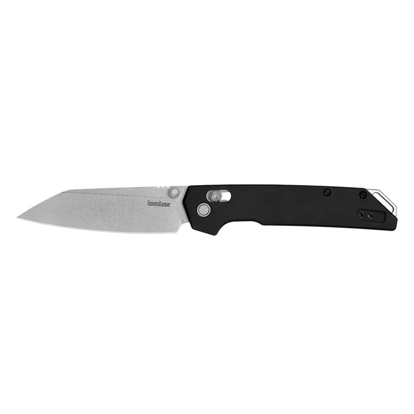 Kershaw Iridium Reverse Tanto - 3.4" D2 Stonewashed Reverse Tanto Blade, Black Aluminium Handles - 2038R