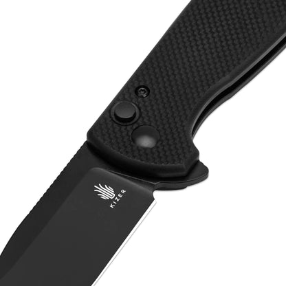 Kizer Amicus - 2.95" 9Cr18MoV Black Drop Point Blade, Black G10 Handle - L3002A1