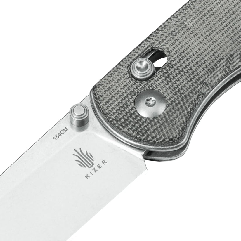 Kizer Drop Bear - 2.99" 154CM Stonewashed Blade, Grey Micarta Handle - V3619C3