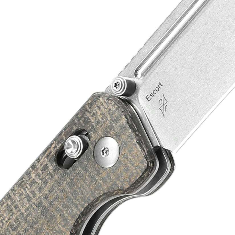 Kizer Escort - 3.31" 154CM Stonewashed Blade, Clutch Lock, Green Micarta Handle - V4481C2