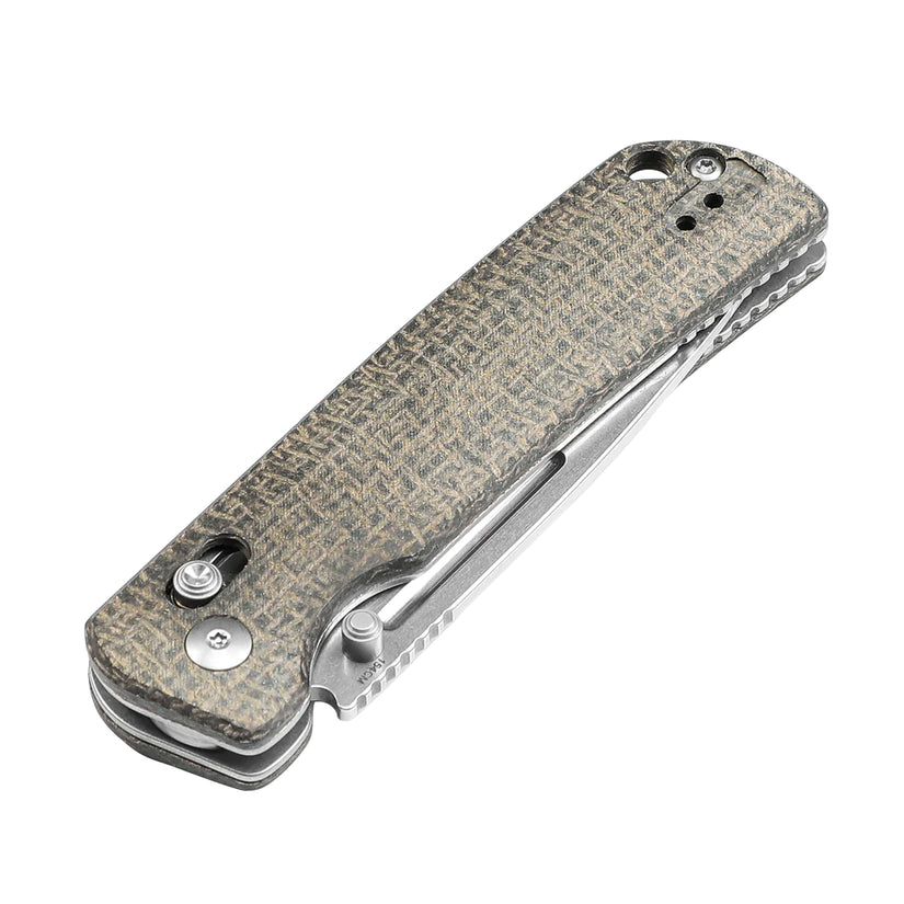 Kizer Escort - 3.31" 154CM Stonewashed Blade, Clutch Lock, Green Micarta Handle - V4481C2