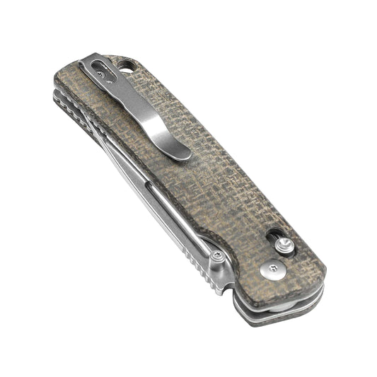 Kizer Escort - 3.31" 154CM Stonewashed Blade, Clutch Lock, Green Micarta Handle - V4481C2