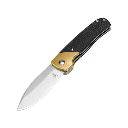 Kizer Gavel - 2.88" 154CM Satin Blade, Brass and Micarta Handle - V3661C1