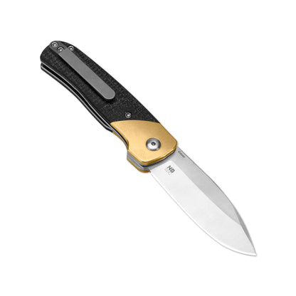Kizer Gavel - 2.88" 154CM Satin Blade, Brass and Micarta Handle - V3661C1