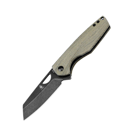 Kizer Sparrow Green Micarta - 2.99" 154CM Black Stonewashed Blade, Green Micarta Handle - V3628C2