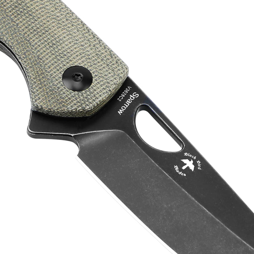 Kizer Sparrow Green Micarta - 2.99" 154CM Black Stonewashed Blade, Green Micarta Handle - V3628C2
