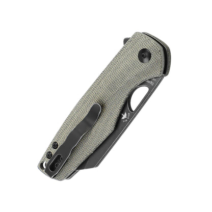 Kizer Sparrow Green Micarta - 2.99" 154CM Black Stonewashed Blade, Green Micarta Handle - V3628C2