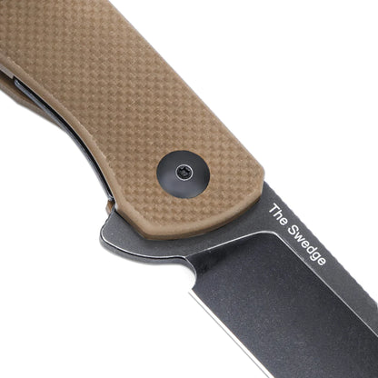 Kizer The Swedge - 3.43" 9Cr18MoV Black Stonewashed Blade, Brown G10 Handle - L4001A1
