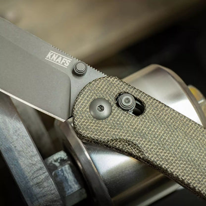 Knafs Lander 2 - 3.25" S35VN Light Stonewashed Blade, Green Micarta Handles, Clutch Lock