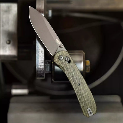 Knafs Lander 2 - 3.25" S35VN Light Stonewashed Blade, Green Micarta Handles, Clutch Lock