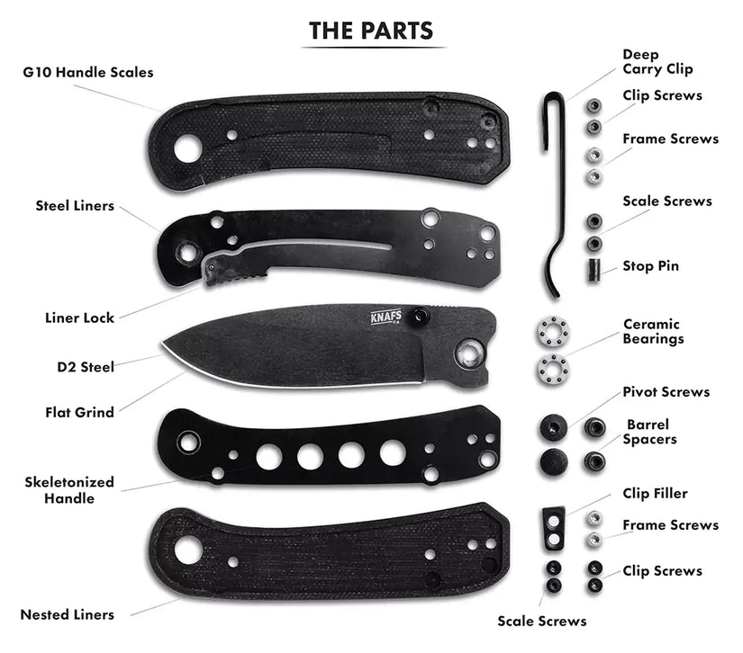 Knafs Lander 1 - 2.75" D2 Stonewashed Blade, Blue G-10 Fast Swap Handles