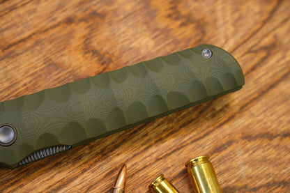 North Mountain Blade Kick Stop Chop Plus - 4" SLD-Magic Steel San Mai Tanto Blade, Green G10 Handle