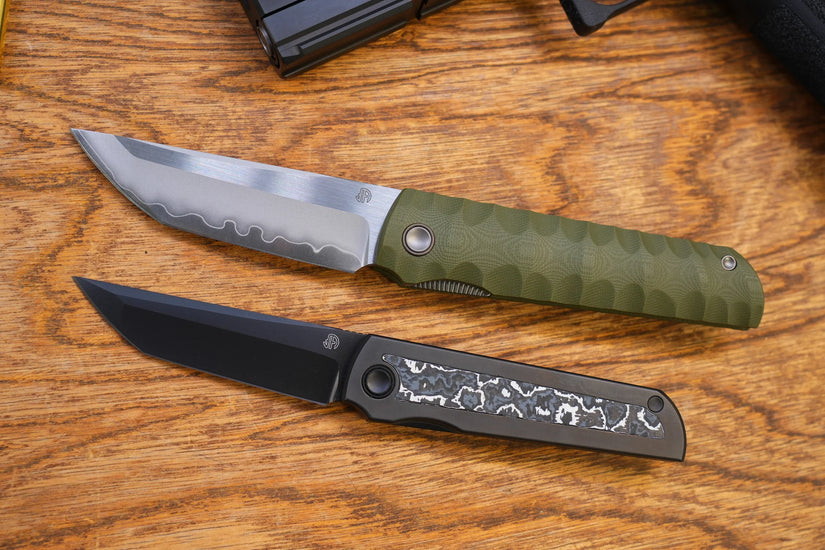 North Mountain Blade Kick Stop Chop Plus - 4" SLD-Magic Steel San Mai Tanto Blade, Green G10 Handle