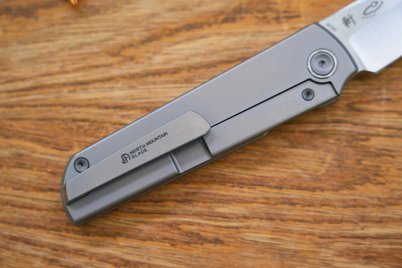 North Mountain Blade Chop Kick Stop Ti - 3.5" M390 Tanto Blade, Titanium Handle