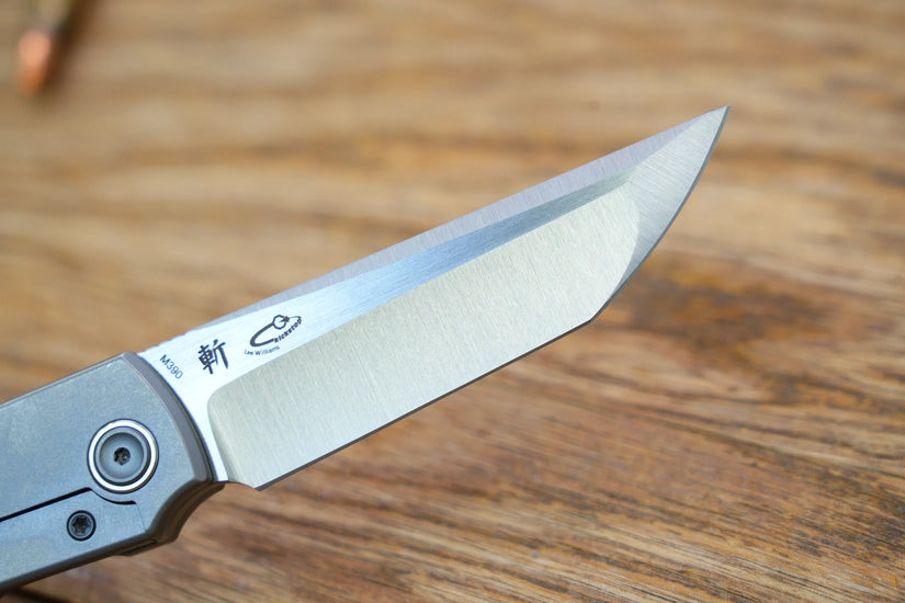 North Mountain Blade Chop Kick Stop Ti - 3.5" M390 Tanto Blade, Titanium Handle