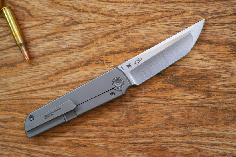 North Mountain Blade Chop Kick Stop Ti - 3.5" M390 Tanto Blade, Titanium Handle