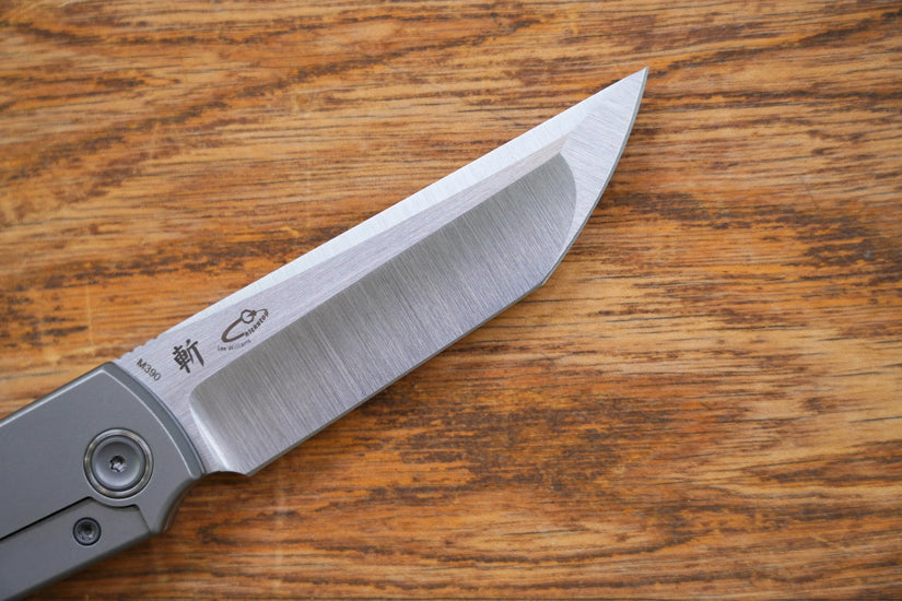North Mountain Blade Chop Kick Stop Ti - 3.5" M390 Tanto Blade, Titanium Handle