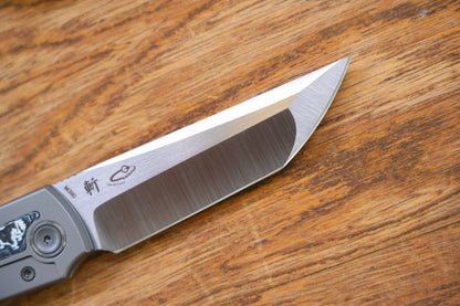 North Mountain Blade Chop Kick Stop Ti - 3.5" M390 Tanto Blade, Titanium with Ceramic Carbon Fibre Inlay Handle