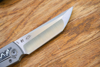 North Mountain Blade Chop Kick Stop Ti - 3.5" M390 Tanto Blade, Titanium with Ceramic Carbon Fibre Inlay Handle