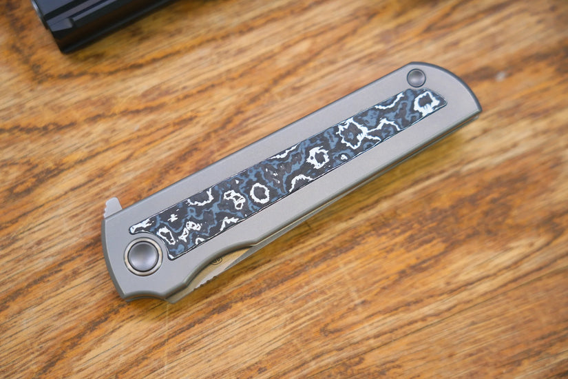 North Mountain Blade Chop Kick Stop Ti - 3.5" M390 Tanto Blade, Titanium with Ceramic Carbon Fibre Inlay Handle