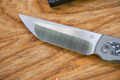 North Mountain Blade Chop Kick Stop Ti - 3.5" M390 Tanto Blade, Titanium with Ceramic Carbon Fibre Inlay Handle
