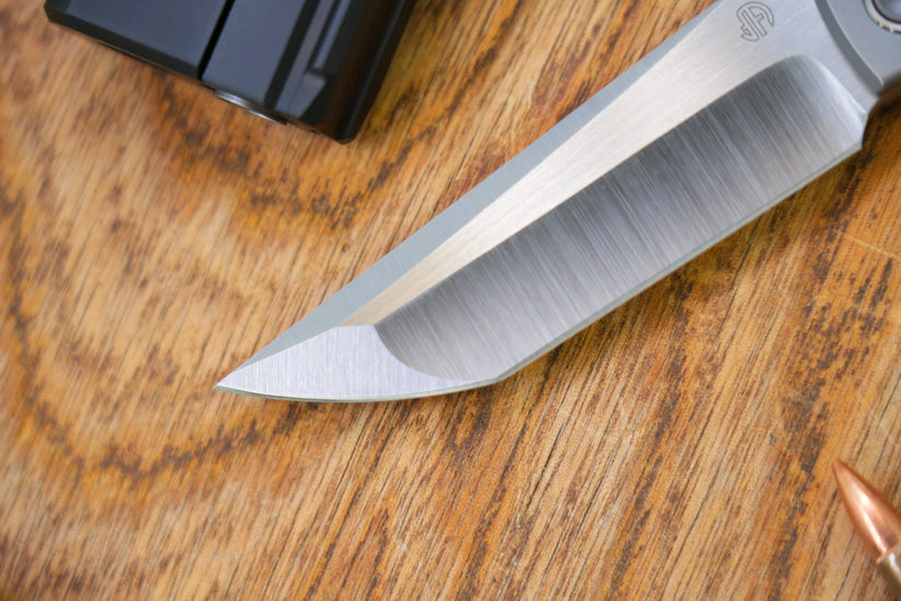 North Mountain Blade Chop Kick Stop Ti - 3.5" M390 Tanto Blade, Titanium with Ceramic Carbon Fibre Inlay Handle