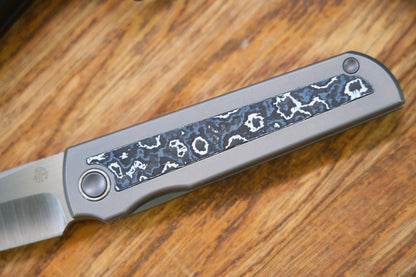 North Mountain Blade Chop Kick Stop Ti - 3.5" M390 Tanto Blade, Titanium with Ceramic Carbon Fibre Inlay Handle