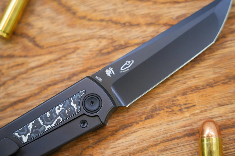 North Mountain Blade Chop Kick Stop Ti - 3.5" M390 DLC Tanto Blade, DLC Titanium with Ceramic Carbon Fibre Inlay Handle