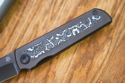 North Mountain Blade Chop Kick Stop Ti - 3.5" M390 DLC Tanto Blade, DLC Titanium with Ceramic Carbon Fibre Inlay Handle