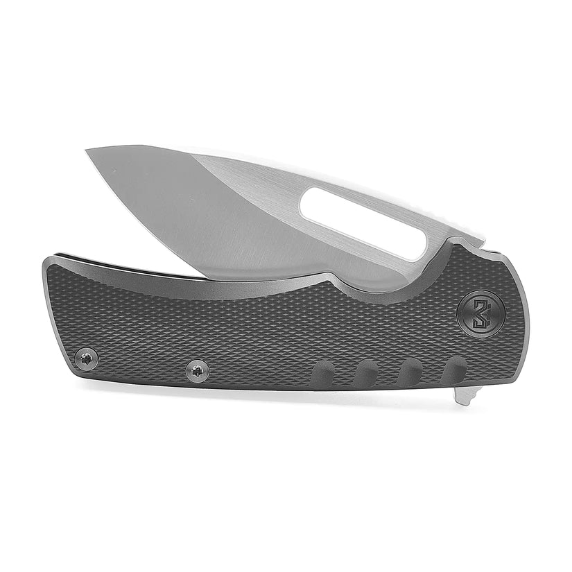 Miguron Knives Arma II - 3.75" M390 Satin Blade, Dark Grey Titanium Handle