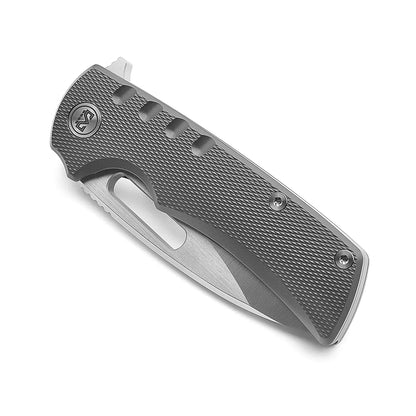 Miguron Knives Arma II - 3.75" M390 Satin Blade, Dark Grey Titanium Handle