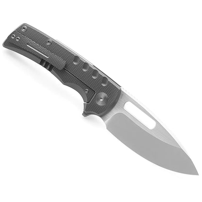 Miguron Knives Arma II - 3.75" M390 Satin Blade, Dark Grey Titanium Handle