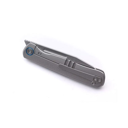 Miguron Knives Ekry - 3.25" CPM-20CV Hand Hollow Ground Rubbed Satin Blade, Titanium Handle