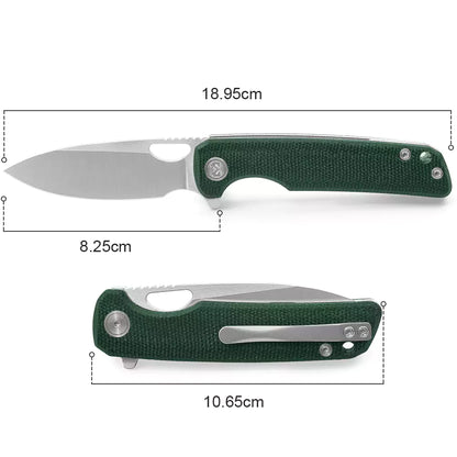 Miguron Galaty - 3.25" 14C28N Satin Blade, Green Micarta