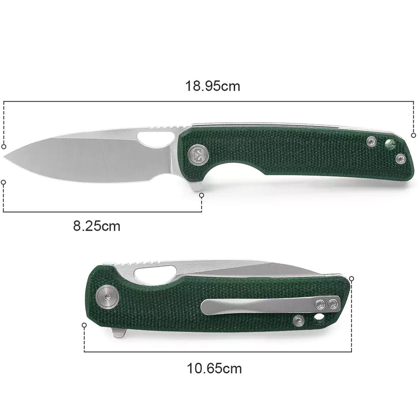 Miguron Galaty - 3.25" 14C28N Satin Blade, Green Micarta