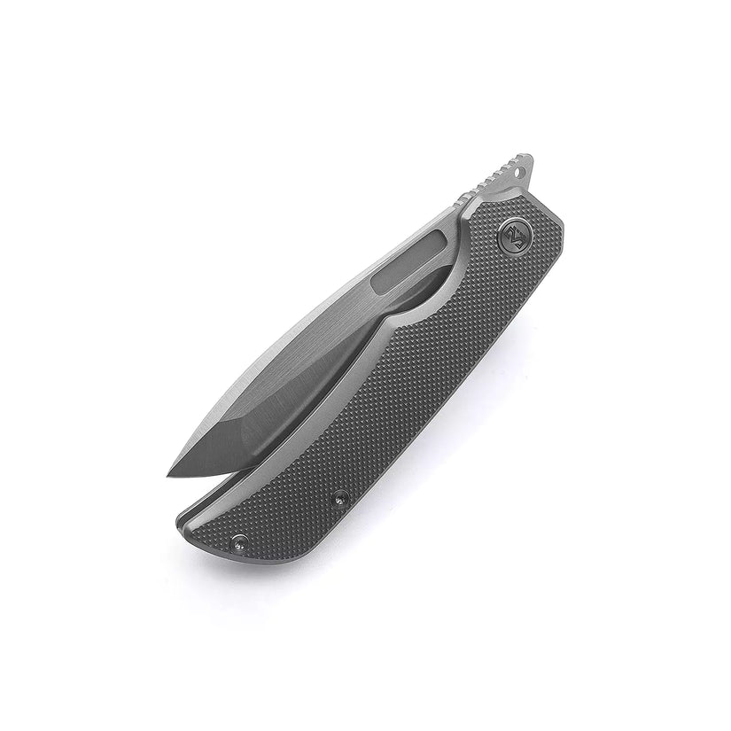 Miguron Knives Mero - 3.65" M390 Hand Hollow Ground Rubbed Satin Blade, Titanium Handle