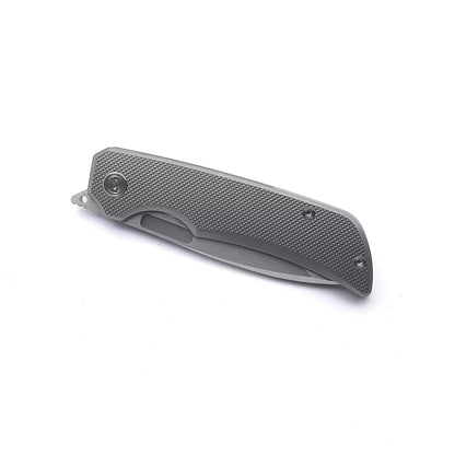 Miguron Knives Mero - 3.65" M390 Hand Hollow Ground Rubbed Satin Blade, Titanium Handle