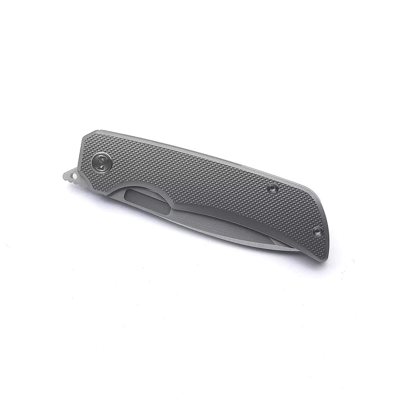 Miguron Knives Mero - 3.65" M390 Hand Hollow Ground Rubbed Satin Blade, Titanium Handle