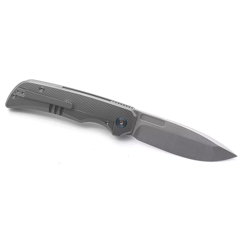Miguron Knives Mero - 3.65" M390 Hand Hollow Ground Rubbed Satin Blade, Titanium Handle