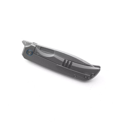 Miguron Knives Mero - 3.65" M390 Hand Hollow Ground Rubbed Satin Blade, Titanium Handle