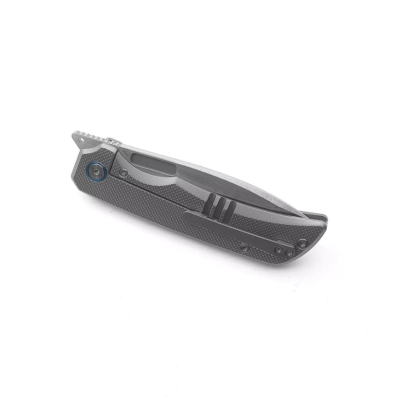 Miguron Knives Mero - 3.65" M390 Hand Hollow Ground Rubbed Satin Blade, Titanium Handle