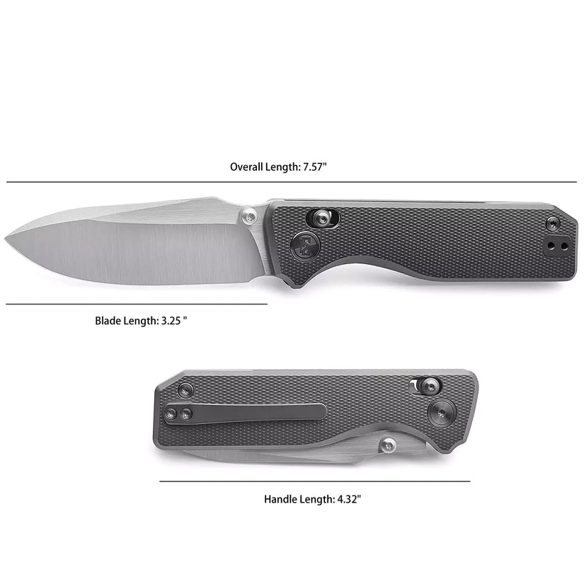 Miguron Vane - 3.25" M390 Hand Hollow Ground Rubbed Satin Blade, Titanium Handle