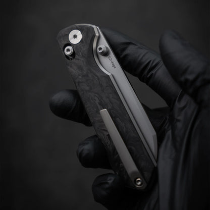 Olitans Emperor Penguin M060-B - 3.35" SLD-Magic Blade, Blue Carbon Fibre Handle