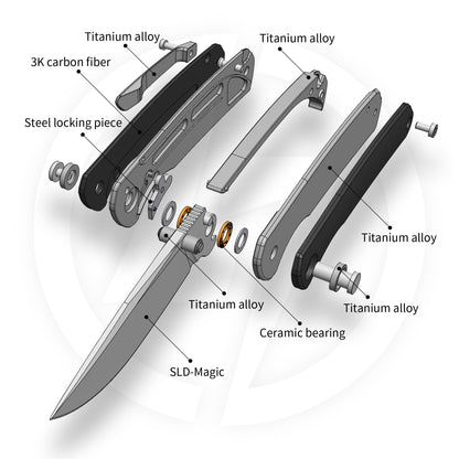 Olitans Gecko M070 - 3.07" SLD-Magic Blade, 3K Carbon Fibre Handle