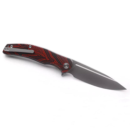 Miguron Knives Velona - 4.22" 14C28N Stonewash Blade, Red GMascus G10 Handle