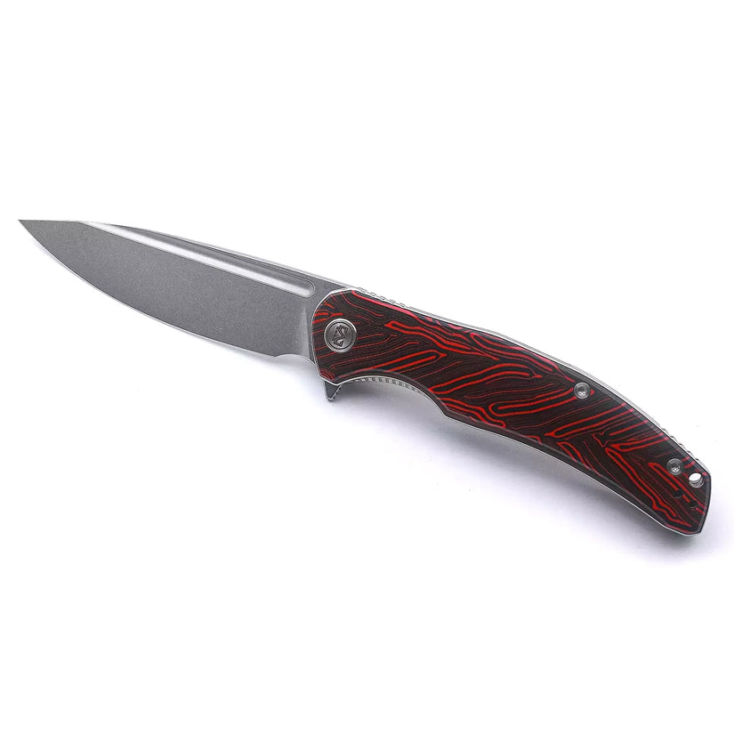 Miguron Knives Velona - 4.22" 14C28N Stonewash Blade, Red GMascus G10 Handle