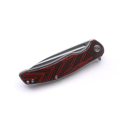 Miguron Knives Velona - 4.22" 14C28N Stonewash Blade, Red GMascus G10 Handle